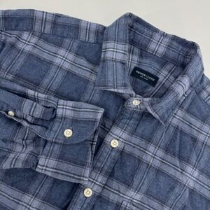 PROPER CLOTH Teton Slate Sky Plaid Flannel Shirt Mens XL Relaxed Cotton